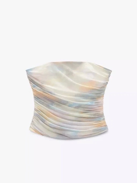 Zara Tops - NWT ZARA STRAPLESS TULLE TOP TIE-DYE PRINT MULTICOLOR SIZE Small